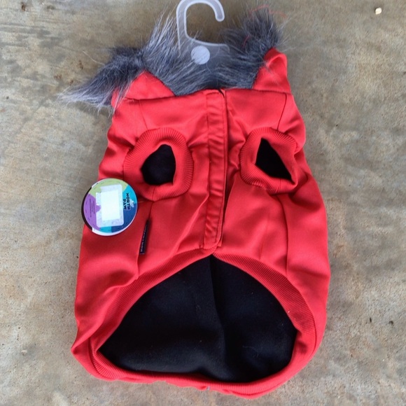 North Paw Red Fur Hooded Dog Winter Coat Jacket Choose Size - Picture 2 of 10